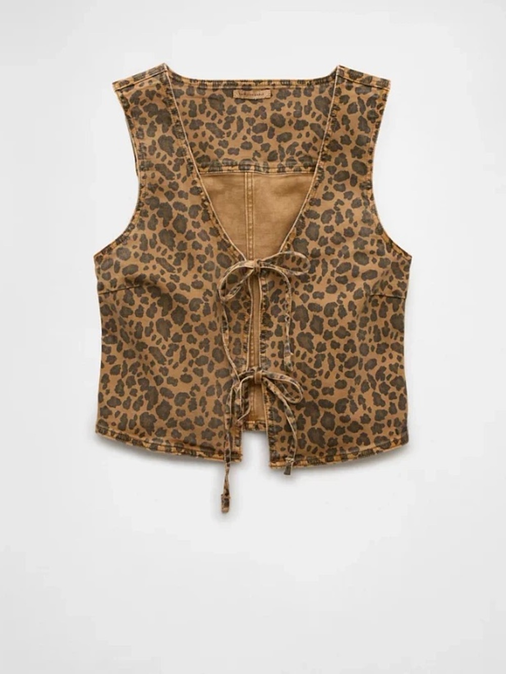 AE Tie Front Leopard Vest